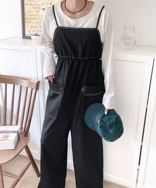 Java(ジャバ)の「《Javaジャバコラボ》1枚で旬な着こなしが完成。配色ステッチ ミリタリーサロペット(サロペット/オーバーオール・レディース・ブラック/カーキ・X-LARGE/SMALL/MEDIUM/LARGE)」の22枚目の写真