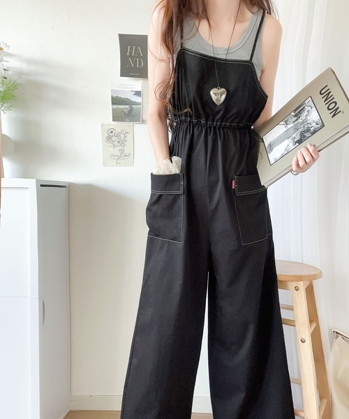 Java(ジャバ)の「《Javaジャバコラボ》1枚で旬な着こなしが完成。配色ステッチ ミリタリーサロペット(サロペット/オーバーオール・レディース・ブラック/カーキ・X-LARGE/SMALL/MEDIUM/LARGE)」の18枚目の写真