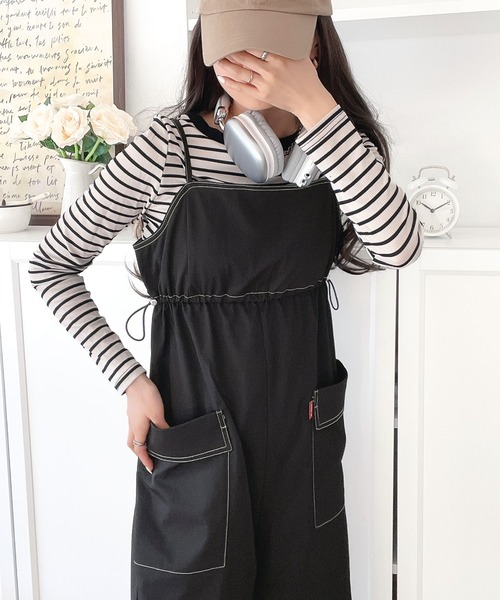 Java(ジャバ)の「《Javaジャバコラボ》1枚で旬な着こなしが完成。配色ステッチ ミリタリーサロペット(サロペット/オーバーオール・レディース・ブラック/カーキ・X-LARGE/SMALL/MEDIUM/LARGE)」の20枚目の写真