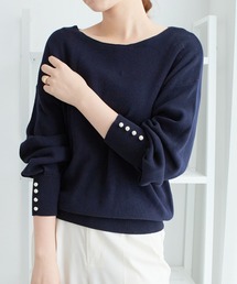 ≪綿100≫パール調ボタン付ミラノリブニット【Sサイズ展開あり】