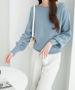 Thevon【YUNA企画】 袖ロゴ刺繍3WAYワンショルスウェット ベージュ セール】袖ロゴ刺繍3WAYワンショルスウェット（Tシャツ