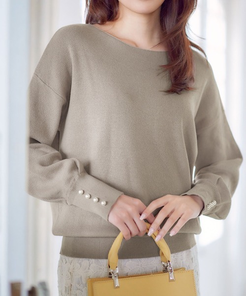 alotta（アロッタ）の「≪綿100≫パール調ボタン付ミラノリブニット【Sサイズ展開あり】（ニット/セーター・レディース・ネイビー/グレイッシュベージュ/コーラルピンク/ブルー/ミント/ホワイト/ブラック/サーモンピンク/ピンク/ライトブルー・L/5L/3L/LL/S/4L/M）」の18枚目の写真