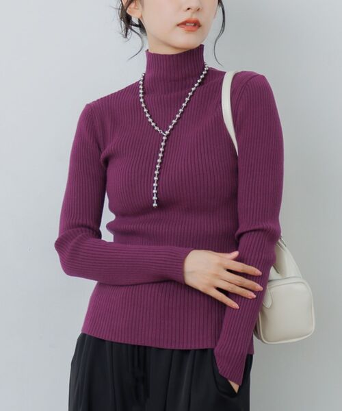 RETRO GIRL(レトロガール)の「【WEB限定カラー追加】リブハイネックニット(ニット/セーター・レディース・ブラック/レッド/ライトベージュ/イエロー/ホワイト/グリーン/ブラック系その他3/ブルー/レッド系1/ホワイト系その他/ライトグレー/ダークブルー/ベージュ/マスタード/パープル/ブラウン/ライトグリーン/ピンク/チャコールグレー・FREE)」の14枚目の写真