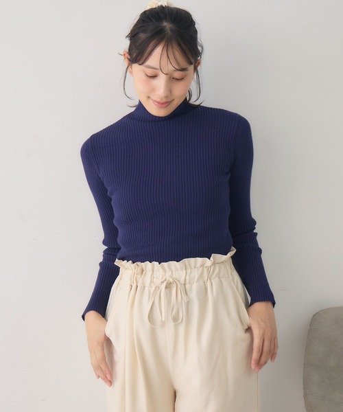 RETRO GIRL(レトロガール)の「【WEB限定カラー追加】リブハイネックニット(ニット/セーター・レディース・ブラック/レッド/ライトベージュ/イエロー/ホワイト/グリーン/ブラック系その他3/ブルー/レッド系1/ホワイト系その他/ライトグレー/ダークブルー/ベージュ/マスタード/パープル/ブラウン/ライトグリーン/ピンク/チャコールグレー・FREE)」の13枚目の写真