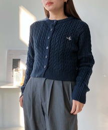 ☆ロゴ刺繍 ケーブル編みショートカーディガン