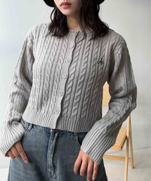 ☆ロゴ刺繍 ケーブル編みショートカーディガン