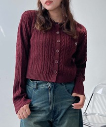 AS KNOW AS plus | ☆ロゴ刺繍 ケーブル編みショートカーディガン(カーディガン/ボレロ)