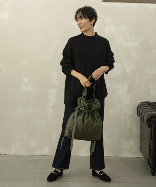 OPAQUE.CLIP（オペークドットクリップ）の「◆【2WAY／A4サイズ対応】キルティングドロストリボンショルダー（トートバッグ・レディース・グレー/カーキ/ブラック/ベージュ・00）」の13枚目の写真