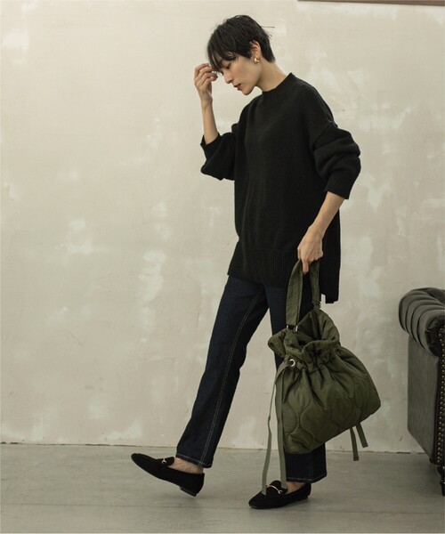 OPAQUE.CLIP（オペークドットクリップ）の「◆【2WAY／A4サイズ対応】キルティングドロストリボンショルダー（トートバッグ・レディース・グレー/カーキ/ブラック/ベージュ・00）」の14枚目の写真