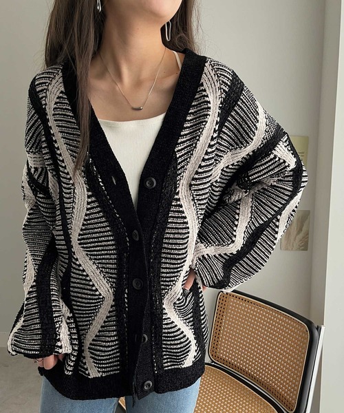 【セール】ジャカードニットカーディガン（カーディガン/ボレロ）｜GeeRA（ジーラ）