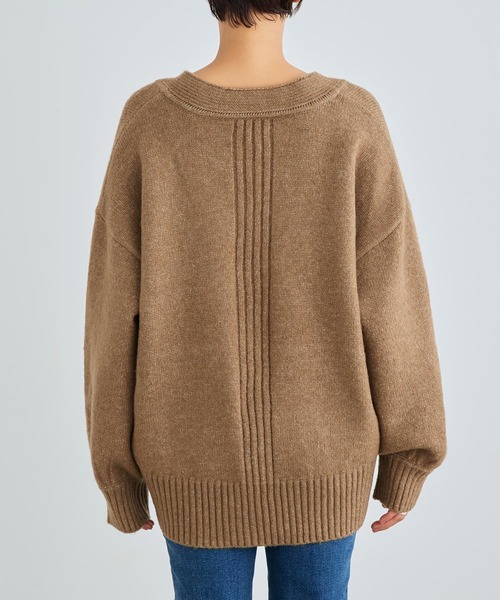 【セール】洗える ｜Vネックオーバーサイズニットプルオーバー ｜ Vネック トップス 長袖 ベーシック シンプル オーバーサイズ ビッグシルエット（ニット/セーター）｜RUIRUE BOUTIQUE（ルイルエブティック）