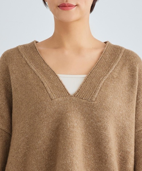 【セール】洗える ｜Vネックオーバーサイズニットプルオーバー ｜ Vネック トップス 長袖 ベーシック シンプル オーバーサイズ ビッグシルエット（ニット/セーター）｜RUIRUE BOUTIQUE（ルイルエブティック）