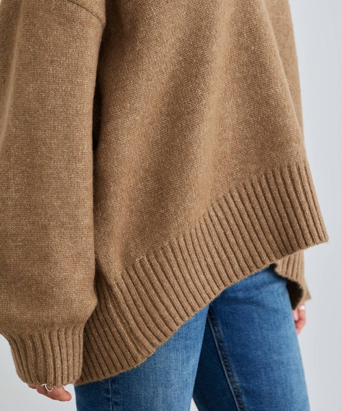 【セール】洗える ｜Vネックオーバーサイズニットプルオーバー ｜ Vネック トップス 長袖 ベーシック シンプル オーバーサイズ ビッグシルエット（ニット/セーター）｜RUIRUE BOUTIQUE（ルイルエブティック）