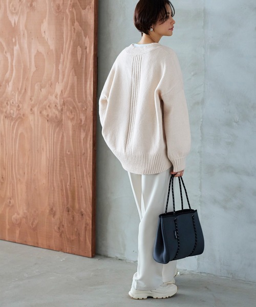 【セール】洗える ｜Vネックオーバーサイズニットプルオーバー ｜ Vネック トップス 長袖 ベーシック シンプル オーバーサイズ ビッグシルエット（ニット/セーター）｜RUIRUE BOUTIQUE（ルイルエブティック）