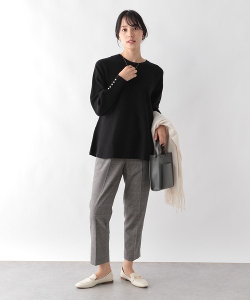 GLOBAL WORK(グローバルワーク)の「メルティペプラムパールプルオーバー/969689(ニット/セーター・レディース・アイボリー/ブラック/グレー系その他/オリーブ・MEDIUM/LARGE)」の9枚目の写真