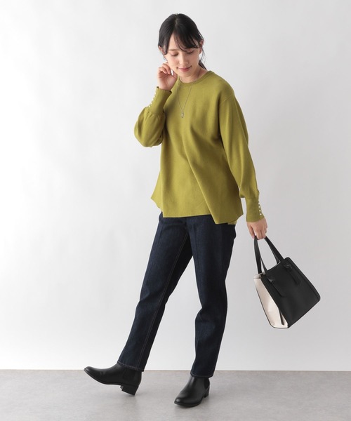 GLOBAL WORK(グローバルワーク)の「メルティペプラムパールプルオーバー/969689(ニット/セーター・レディース・アイボリー/ブラック/グレー系その他/オリーブ・MEDIUM/LARGE)」の15枚目の写真