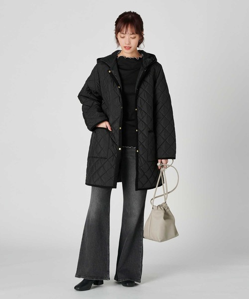 HONEYSUCKLE ROSE（ハニーサックルローズ）の「【HONEYSUCKLE ROSE】フードキルティングコート（その他アウター・レディース・ブラック/カーキブラウン・M/L）」の17枚目の写真