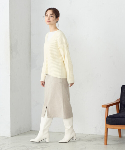 COMME CA MODELS(コムサモデルズ)の「ボックスタイトスカート(スカート・レディース・ライトグレー/ブラック/ベージュ・X-SMALL/SMALL/MEDIUM/LARGE/X-LARGE)」の13枚目の写真