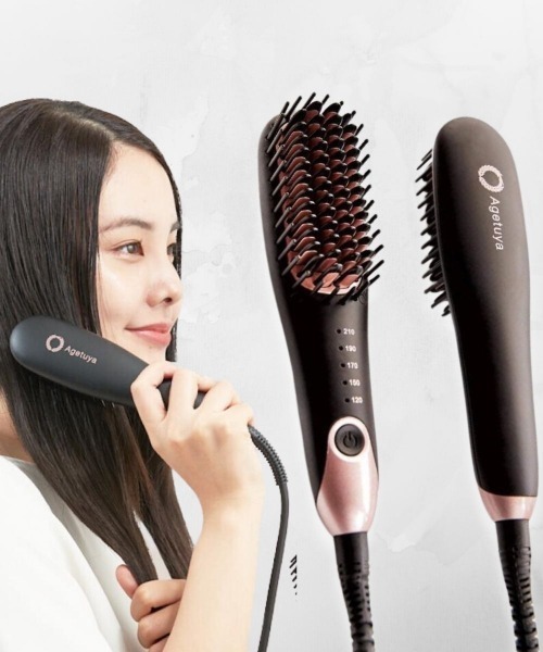 AGETUYA(アゲツヤ)の「ポータブルミニブラシアイロン(美容器具・レディース・ホワイト/ブラック/ストーン・ONE SIZE)」の1枚目の写真