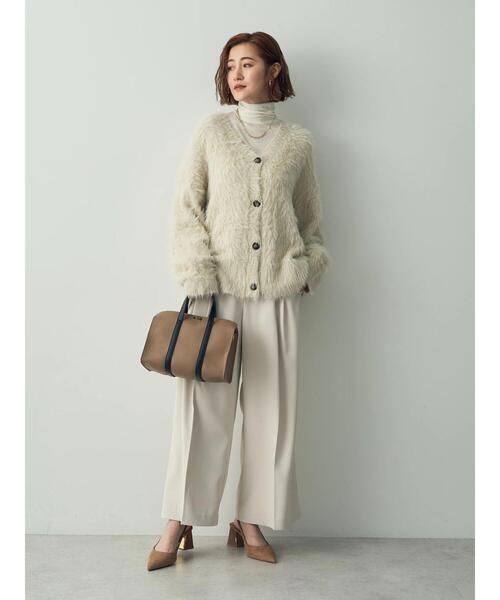 YECCA VECCA（イェッカヴェッカ）の「シャギーカーディガン（カーディガン/ボレロ・レディース・アイボリー/グリーン/チャコールグレー・FREE）」の4枚目の写真