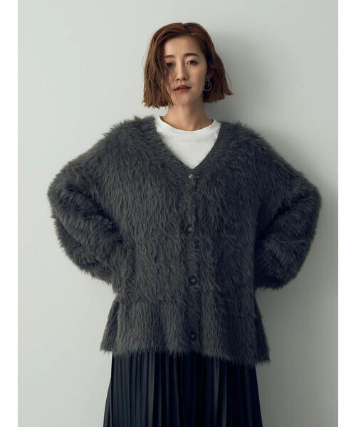YECCA VECCA（イェッカヴェッカ）の「シャギーカーディガン（カーディガン/ボレロ・レディース・アイボリー/グリーン/チャコールグレー・FREE）」の10枚目の写真