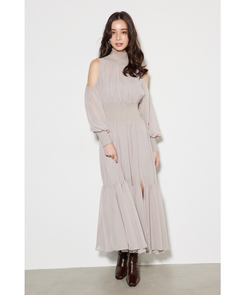 セール】ニットコンビスリットフレアワンピース（ワンピース）｜rienda