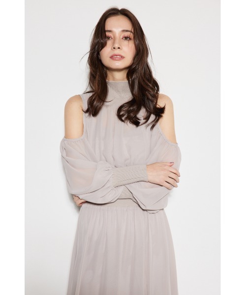 セール】ニットコンビスリットフレアワンピース（ワンピース）｜rienda