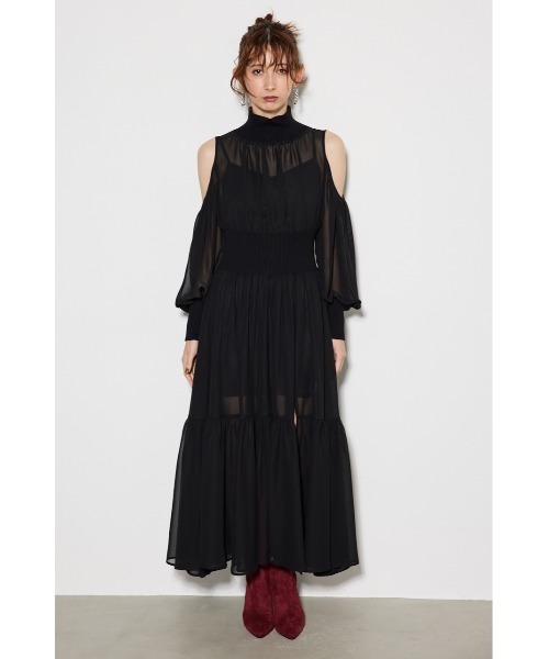 セール】ニットコンビスリットフレアワンピース（ワンピース）｜rienda