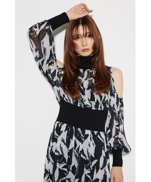 セール】ニットコンビスリットフレアワンピース（ワンピース）｜rienda