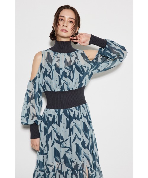 セール】ニットコンビスリットフレアワンピース（ワンピース）｜rienda