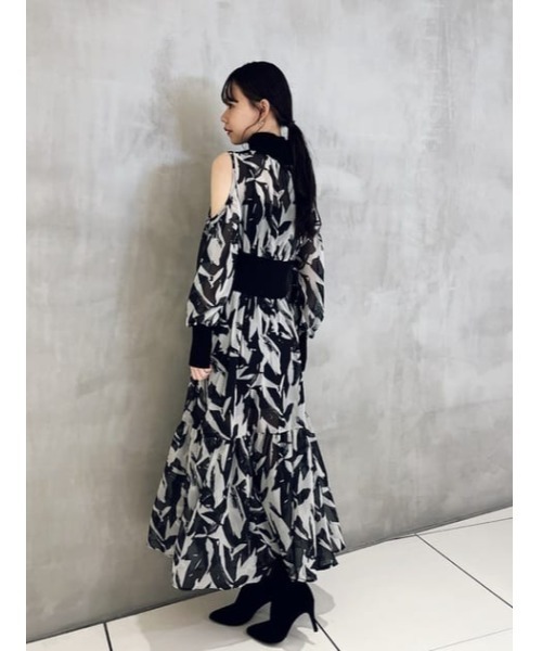 セール】ニットコンビスリットフレアワンピース（ワンピース）｜rienda