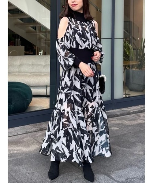 セール】ニットコンビスリットフレアワンピース（ワンピース）｜rienda