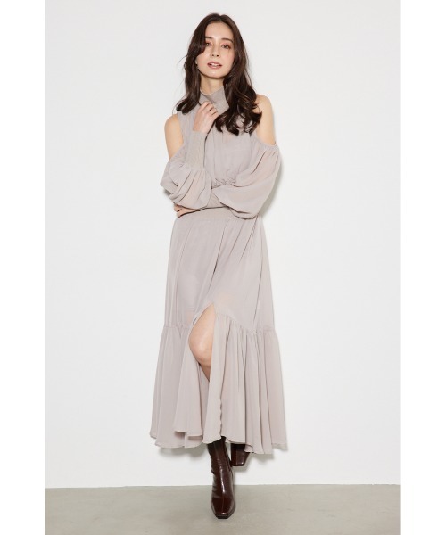 セール】ニットコンビスリットフレアワンピース（ワンピース）｜rienda