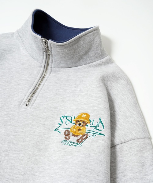 STAY GOLD（ステイゴールド）の「【STAYGOLD】ヘビーウェイト 裏起毛 クマモチーフ ハーフジップ / Heavyweight lined half-zip with bear motif（スウェット・メンズ・アッシュグレー/ブラック/ネイビー・M/L）」の2枚目の写真