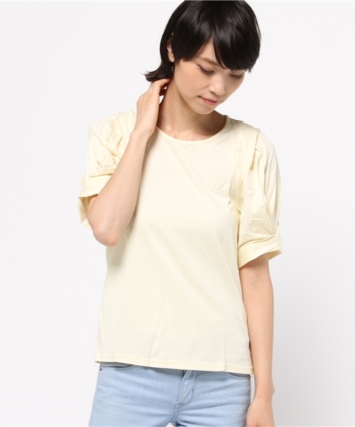 OUTLET（アウトレット）の「【Ciaopanic】袖タックBLカットソー（シャツ/ブラウス・レディース・ピンク/ホワイト/グレー/ネイビー/イエロー・FREE）」の4枚目の写真