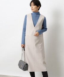 OPAQUE.CLIP（オペークドットクリップ）の「◆ウールライク ジャージVネックジャンドレ/ジャンスカ【洗濯機洗い可】（スカート）」