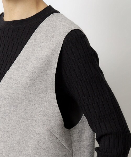 OPAQUE.CLIP(オペークドットクリップ)の「◆ウールライク ジャージVネックジャンドレ/ジャンスカ【洗濯機洗い可】(スカート・レディース・ナチュラル/グレー・38/42/40/36)」の12枚目の写真