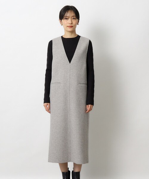 OPAQUE.CLIP(オペークドットクリップ)の「◆ウールライク ジャージVネックジャンドレ/ジャンスカ【洗濯機洗い可】(スカート・レディース・ナチュラル/グレー・38/42/40/36)」の16枚目の写真