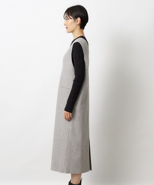 OPAQUE.CLIP(オペークドットクリップ)の「◆ウールライク ジャージVネックジャンドレ/ジャンスカ【洗濯機洗い可】(スカート・レディース・ナチュラル/グレー・38/42/40/36)」の17枚目の写真