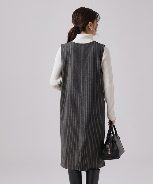 SHOO・LA・RUE(シューラルー)の「◆低身長さんにも ウール調Vネックジャンスカ(ワンピース・レディース・ブラック系7/ブラック/チャコール・02/03/04)」の9枚目の写真