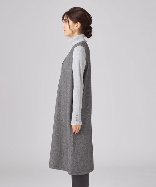 SHOO・LA・RUE(シューラルー)の「◆低身長さんにも ウール調Vネックジャンスカ(ワンピース・レディース・ブラック系7/ブラック/チャコール・02/03/04)」の22枚目の写真