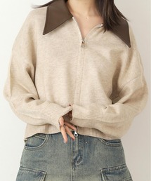 ▲FULL ZIP BY-COLOR JACKET / フルジップバイカラーニット