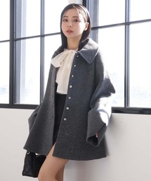 one after another NICE CLAUP | 襟取り外し可能/2wayペプラムコート(ノーカラーコート)