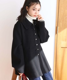one after another NICE CLAUP | 襟取り外し可能/2wayペプラムコート(ノーカラーコート)