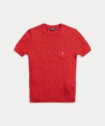 【試着のみ】ラルフローレン大人気ショートスリーブケーブルニットホワイトポニー現行 Polo Ralph Lauren Childrenswear ニット セーター ケーブル