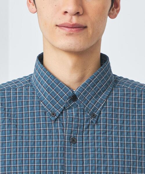 green label relaxing（グリーンレーベルリラクシング）の「FINE BASIC クリンプ チェック ビッグ ボタンダウン ネイビー シャツ（シャツ/ブラウス・メンズ・ネイビー・S/M/L/XL/XXL）」の6枚目の写真