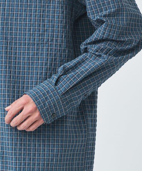 green label relaxing（グリーンレーベルリラクシング）の「FINE BASIC クリンプ チェック ビッグ ボタンダウン ネイビー シャツ（シャツ/ブラウス・メンズ・ネイビー・S/M/L/XL/XXL）」の7枚目の写真