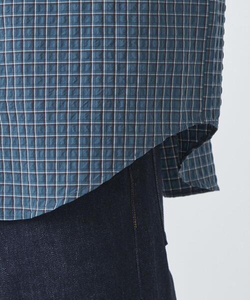 green label relaxing（グリーンレーベルリラクシング）の「FINE BASIC クリンプ チェック ビッグ ボタンダウン ネイビー シャツ（シャツ/ブラウス・メンズ・ネイビー・S/M/L/XL/XXL）」の8枚目の写真