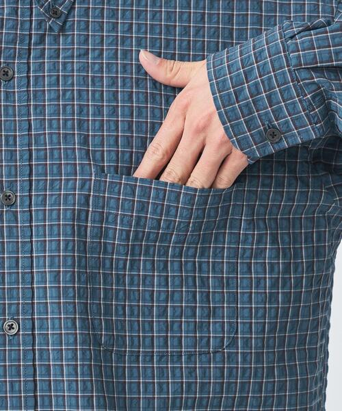green label relaxing（グリーンレーベルリラクシング）の「FINE BASIC クリンプ チェック ビッグ ボタンダウン ネイビー シャツ（シャツ/ブラウス・メンズ・ネイビー・S/M/L/XL/XXL）」の9枚目の写真