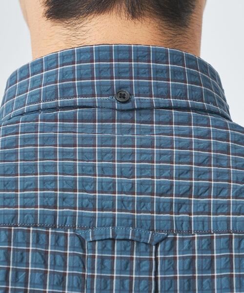 green label relaxing（グリーンレーベルリラクシング）の「FINE BASIC クリンプ チェック ビッグ ボタンダウン ネイビー シャツ（シャツ/ブラウス・メンズ・ネイビー・S/M/L/XL/XXL）」の10枚目の写真